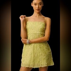 Anthropologie Yellow Textured Mini Dress